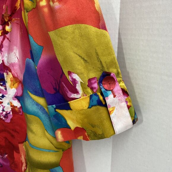 Simonton Says Splashed Floral Print Jacket Small Collard U neckline button up - Picture 3 of 10